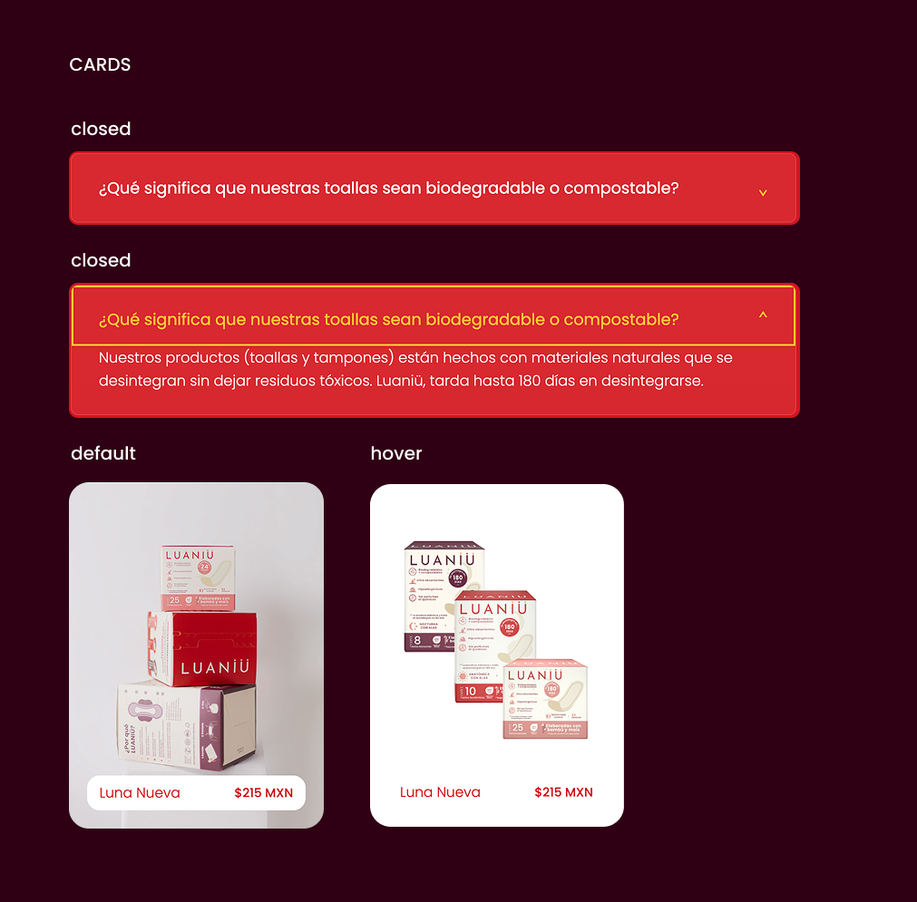 Luaniü card components