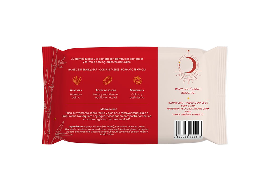 Makeup Removal Pads Package - Back View