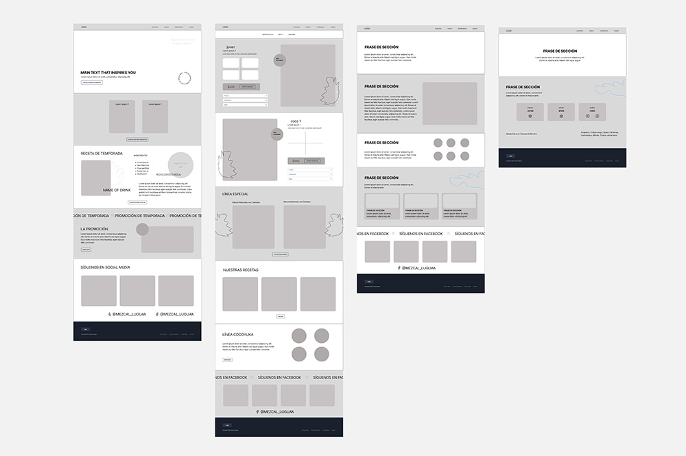 First wireframes screenshot